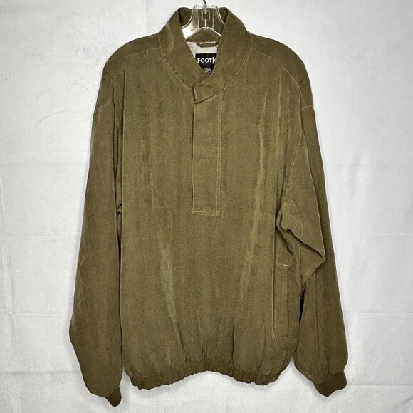 FootJoy FJ Taupe Green Golf 1/2 Zip Mock Collar Jacket Men's L Elastic Waist - Picture 1 of 6
